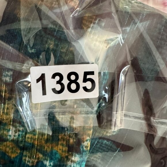 Catherines Teal  Floral Sheer Blouse Front Tie‎ Neck Flared Sleeves Chiffon 1X - Picture 7 of 7